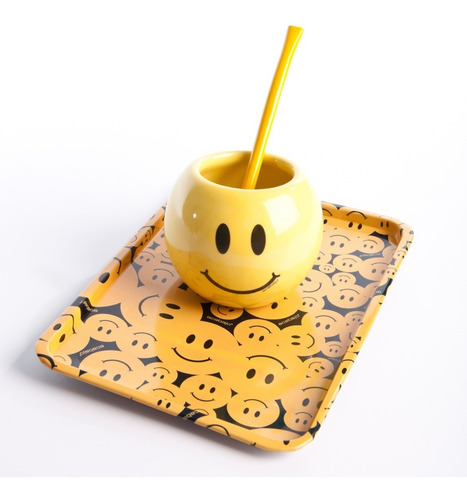 Set Bandeja Y Mate Emoji Smile