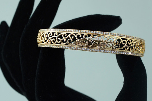 Imagen 5 de 10 de Pulsera Brazalete Oro 18k Fino Elegante Mujer Mama Regalo
