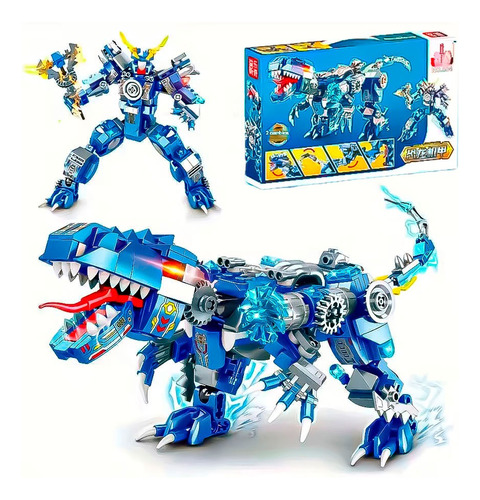 Dinosaurio Kit Robot Para Armar Robotica Jurassic Park 2 En1 Dinosaurio Azul