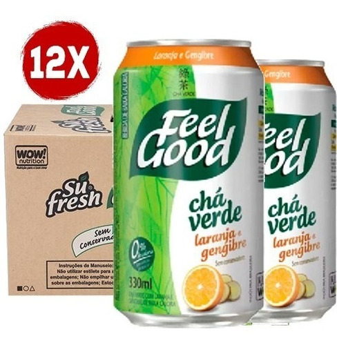 Imagem 1 de 1 de 12x Chá Feel Good Verde Sabor Laranja E Gengibre 330ml