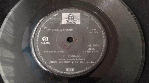 Single José Muñoz Y Su Conjunto El Abogado