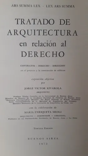 Tratado Arquitectura En Relación Al Derecho. Rivarola Meoli (Usado)