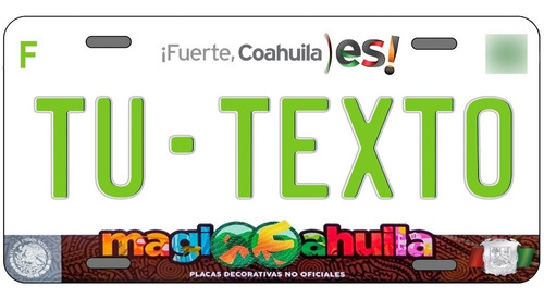 Placas Para Auto Personalizadas Coahuila 2022