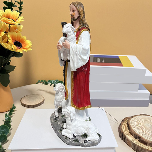 Figura De Jesús Sosteniendo Un Cordero De 20 Cm, Colección