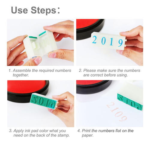 Y Sello De Goma Dígitos Kit 0-9 Sello Numérico Desmontable