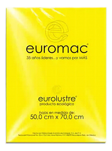 Papel Lustre Euromac El0001 Amarillo Canario 50cmx70cm 25pzs