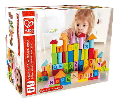 Bloques De Construcción Motricidad Hape 80 Piezas Niños Color Rojo