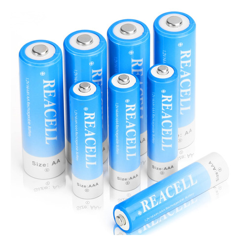 Reacell Paquete De 8 Baterias Recargables Aa Aaa, 1.2 V De A
