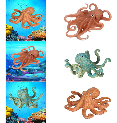3 Uds Figuras De Pulpo De Animales Marinos Animales Marinos