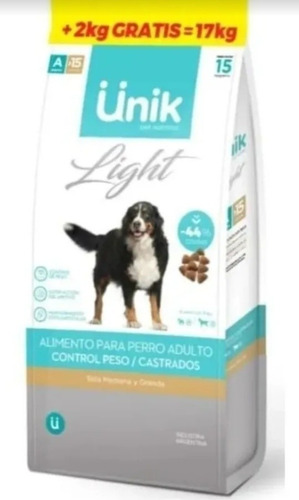 Alimento Unik Control Peso light perro adulto por 15kg mas 2kg