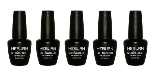 Kit 5 Esmaltes Semipermanentes Heburn Color Gel Led/uv 15ml