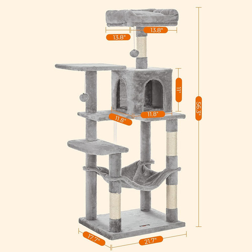 Feandrea Cat Tree, Cat Tower, Cat Condo With Scratching Post
