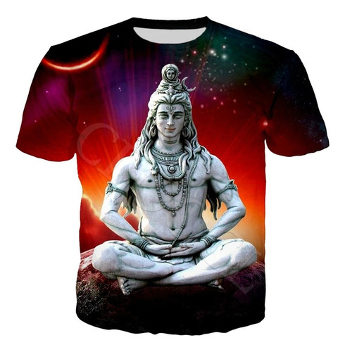 Mklo Camisetas Casuais De Manga Curta Com Impressão 3d Shiva