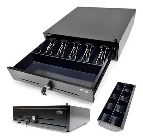 Gaveta de Dinheiro Menno MG-41 CS ECO Manual Preta com Sistema Boca de Lobo