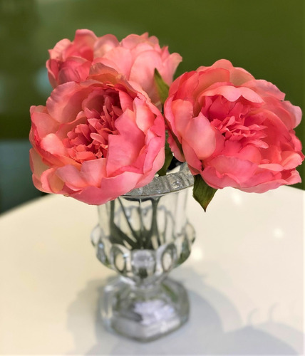 Imagen 4 de 4 de Flor Artificial Peonia Vara Tela Decorativa