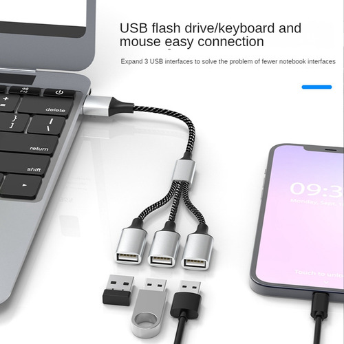 Cabo Adaptador Usb Para Usb 2.0 Triple Usb Port Hub Otg Hab