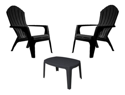 Juego 2 Sillones Miami Y Mesa Monoblock Mascardi Negro Prm