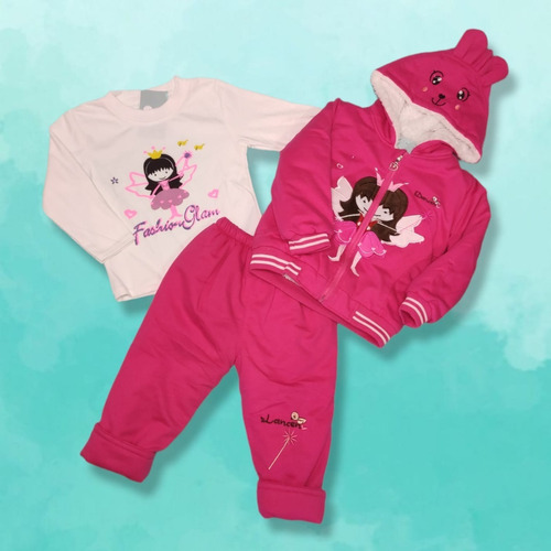 Conjunto Abrigo Bebé Y Niñas Invierno 3 Piezas