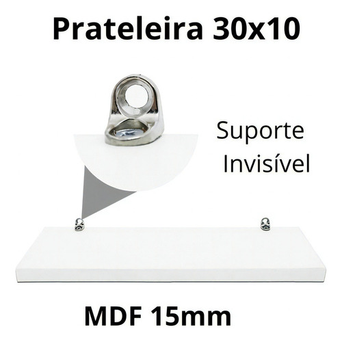 Prateleiras Mdf Ambiente Pequeno 30x10cm Bco Cor Branco