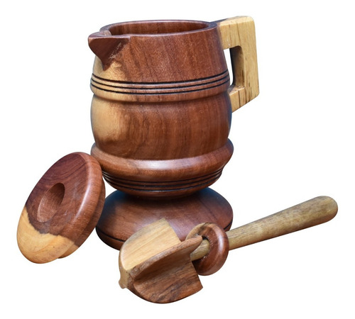Imagen 2 de 3 de Chocolatera Tipo Batidor De Madera Con Molinillo