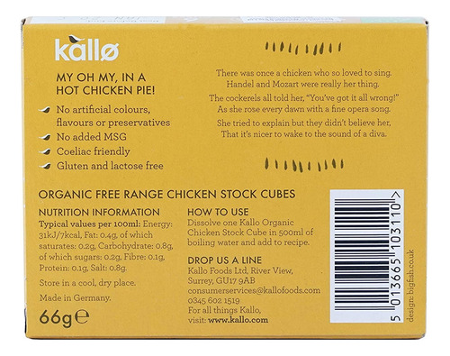 Kallo Cubitos De Caldo De Pollo Ecológico 66g