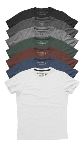Kit 7 Camisas Slim Fit Masculinas Camiseta Básica Premium