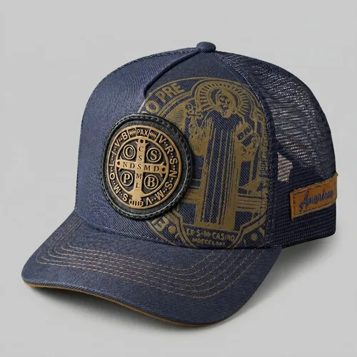 Boné Masculino Country Medalha De São Bento Premium Azul Un