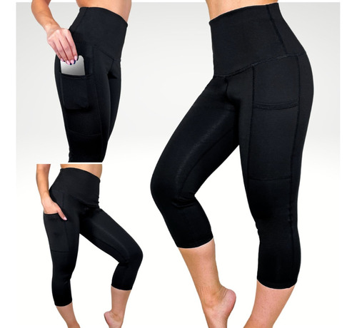 Leggins Lycra Colombiana | Capry Negro Mate