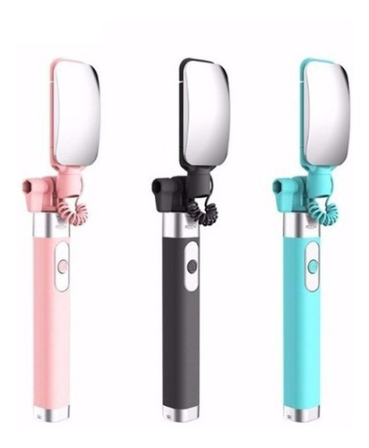 Selfie Stick Rock Com Fio Control & Espelho Ll - 70cm Preto