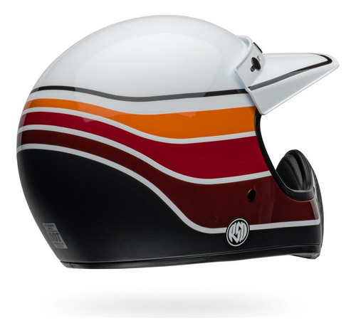 Casco Moto Bell Moto-3 Integral Sin Visor Fibra De Vidrio Naranja Rsd Saddleback Satin/gloss White/black Xl