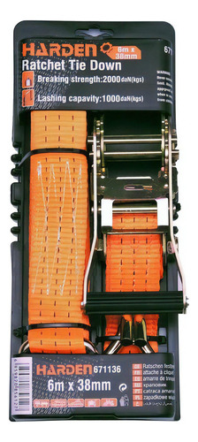 Cinta Amarre Crique Traca Traka 38mm X 6m 2tn Harden 671136 Color Naranja