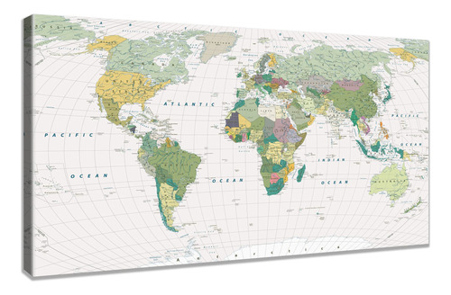 Lienzo Decorativo De Pared Con Mapa Del Mundo Grande Del Mun