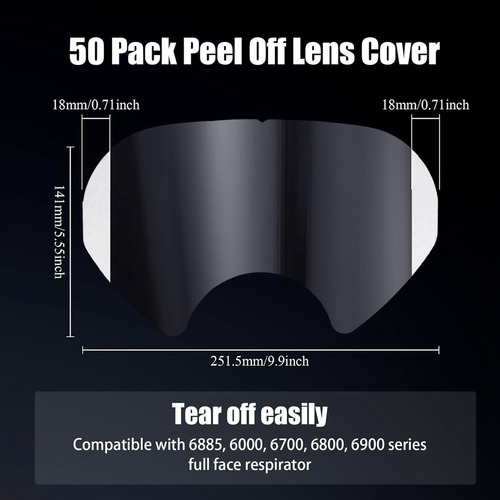 50 Unidades Peel Off Lens Cover Shield Cover Respirator Mask