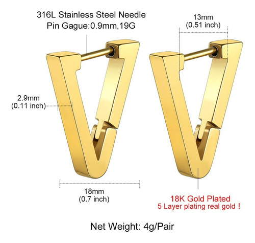 Pendientes De Aro Triangulares De Acero Inoxidable Para Y De