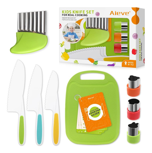 Aieve Juego De Cuchillos Para Niños Para Cocina Real, Juego