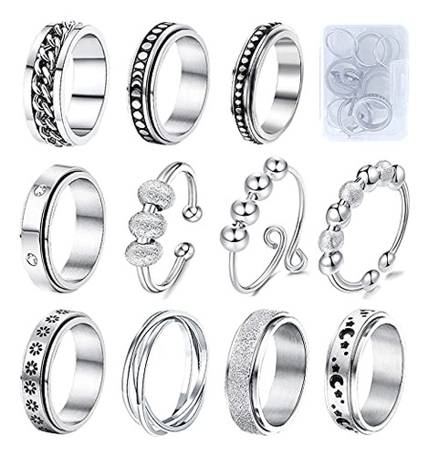 Anillo Giratorio De Acero Inoxidable Para La Ansiedad 8 Unid