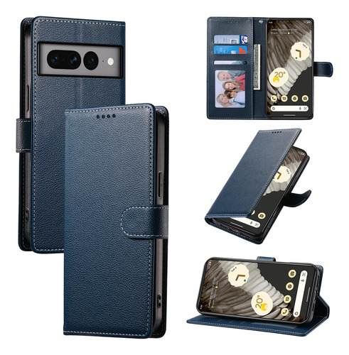 Funda Protectora De Piel Sintética Con Tapa Para Google Pixel 7 Pro Con Hebilla Magnética Y Ranura Para Tarjetas
