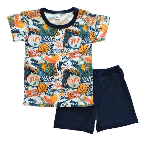 Conjunto Bebe Remera Y Short Algodón Con Dibujo