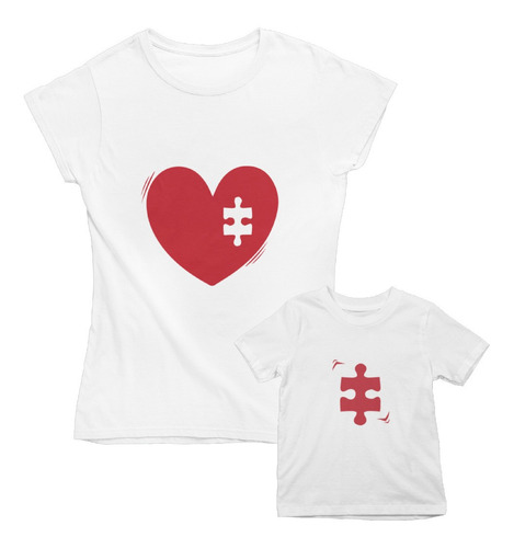 Playeras Dúo Día De La Madre Mamá E Hijo Hija Corazón Piezas