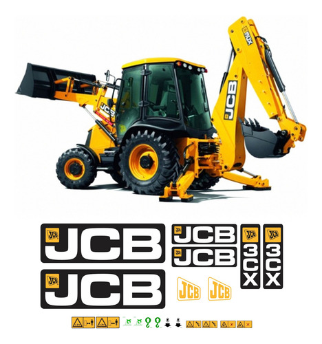 Kit Adesivo Faixa Etiqueta Retro Escavadeira Jcb 3cx Máquina