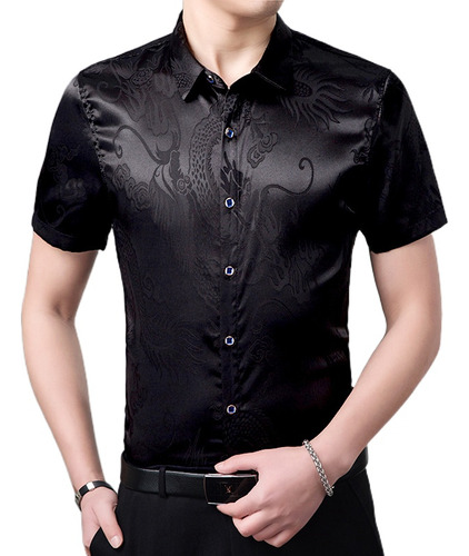 Camisa Casual Sin Planchar De Manga Corta Para Hombre