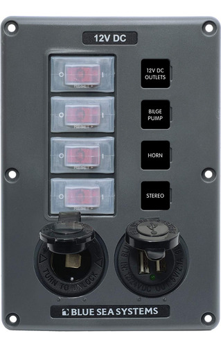 Panel De Interruptores De Circuito 4321, Negro, Gris