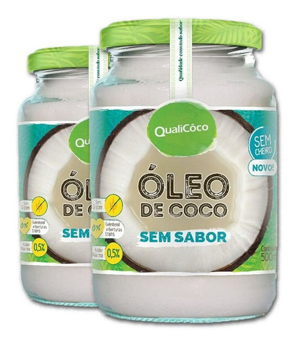 Kit 2 Óleo De Coco Sem Sabor Da Qualicôco 500ml