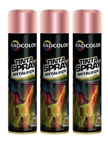 3 Tinta Sprai Rose Gold Radcolor Metalizado Ouro Rosa