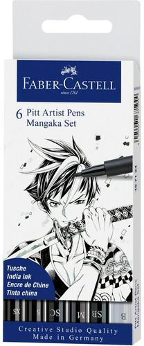 Marcador Pitt Artist Pen Manga Negro Faber-castell X6 Uds.