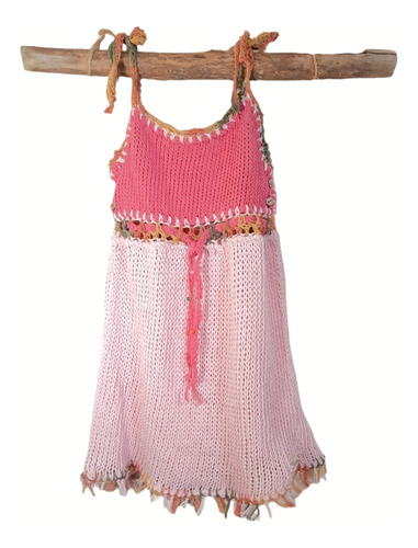 Vestido Tejido Algodón Bebé 1 A 3 Años Solero Crochet Caba 
