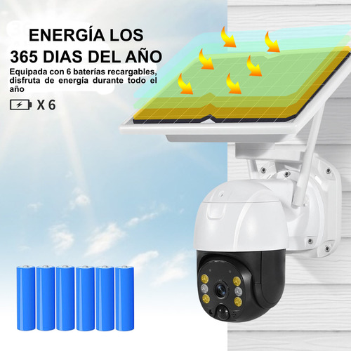 Camara Wifi Solar Cctv Panel Con Baterías Full Hd 3mp Icsee Color Blanco Con Negro