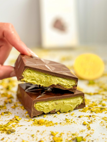 Barra Chocolate Recheada Pistache - Zero Adição Açúcar 200g
