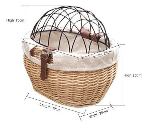 Cesta De Bicicleta Para Mascotas Mimbre Modelo Frontal B