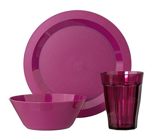 Cambridge Plato, Tazón Y Vasos Vajilla Set De 12 Piezas Plum